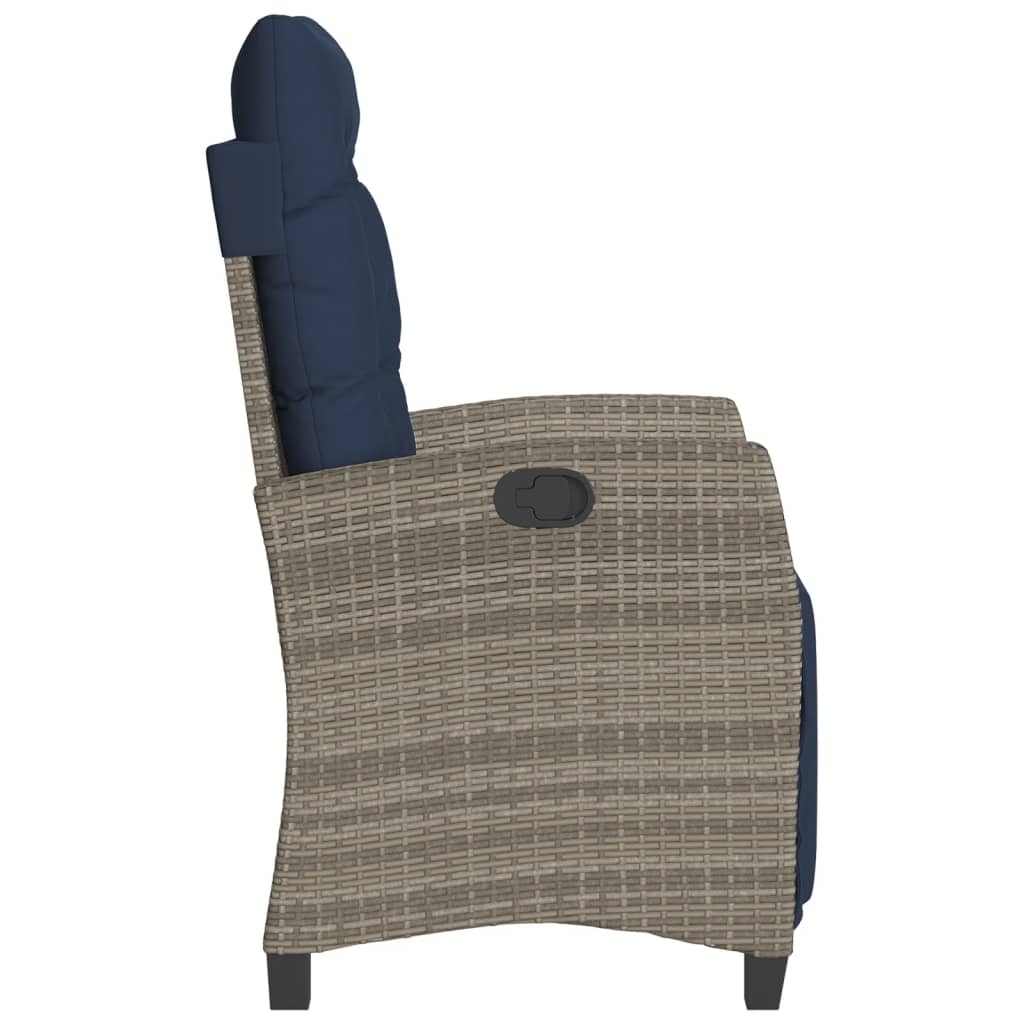 Reclining Garden Chairs 2 pcs with Footrest Grey Poly Rattan (US only)