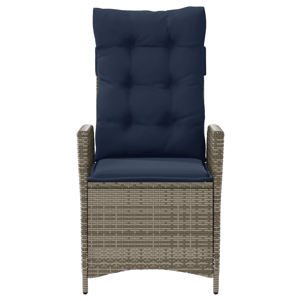 Reclining Garden Chairs 2 pcs with Cushions Grey Poly Rattan (US only)