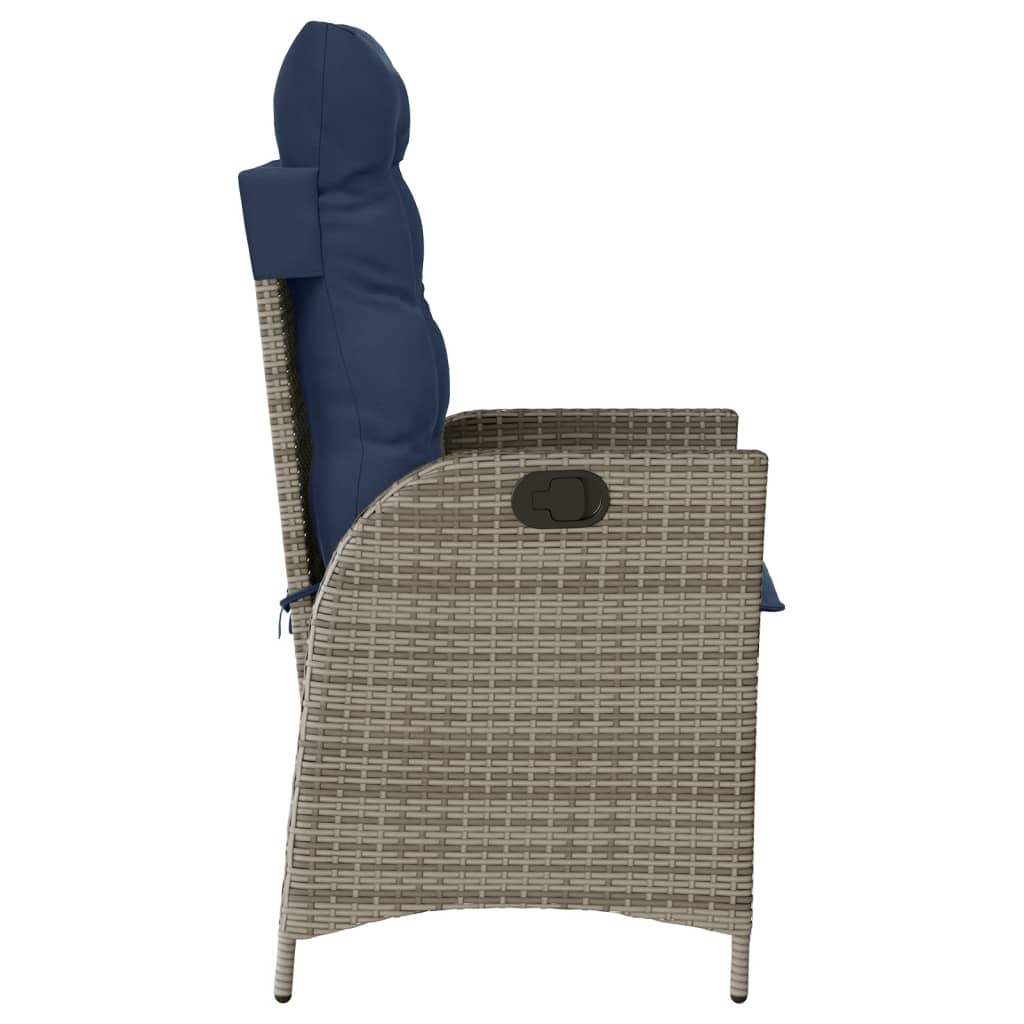 3 Piece Bistro Set with Cushions Grey Poly Rattan (US only)