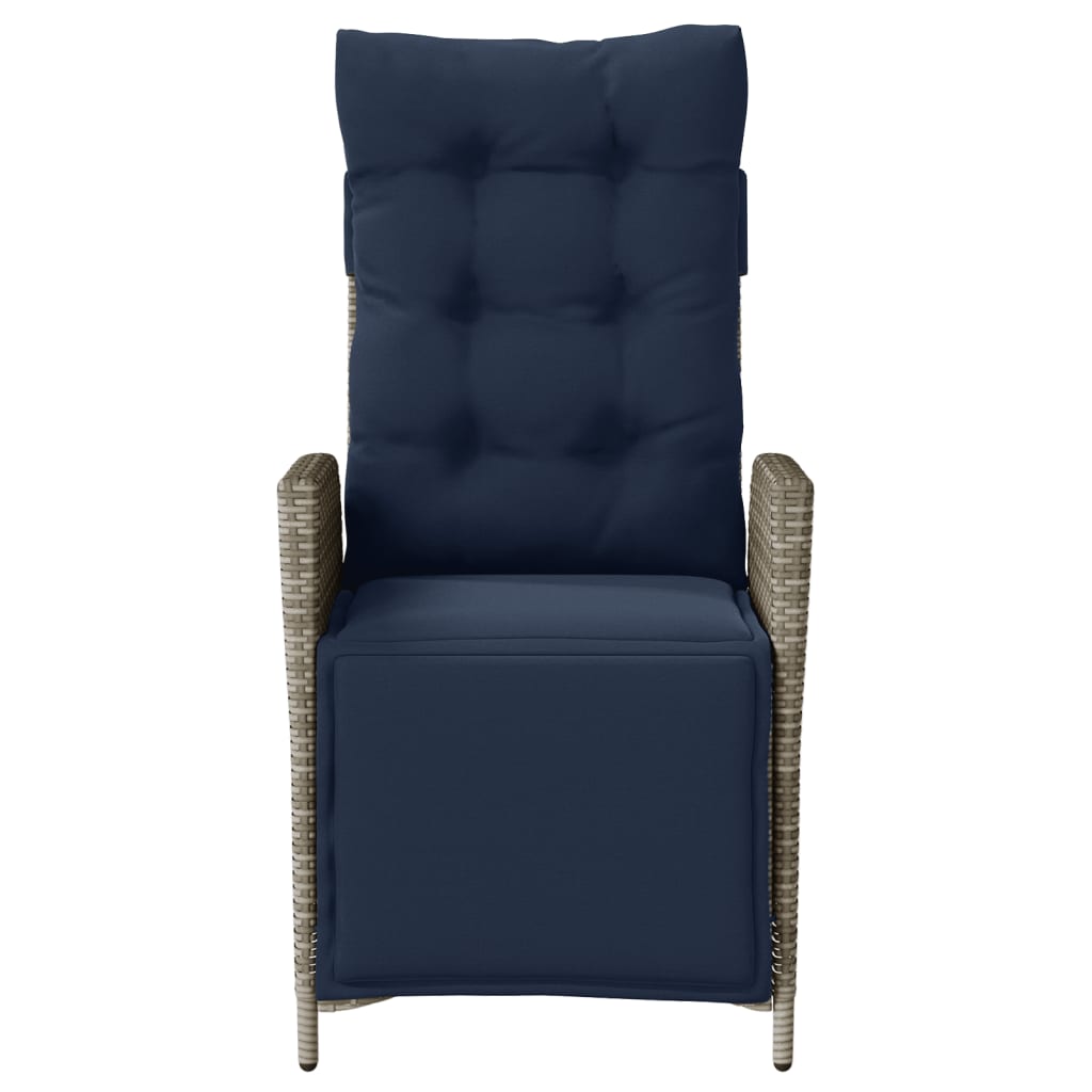 Reclining Garden Chair with Footrest Grey Poly Rattan (US only)