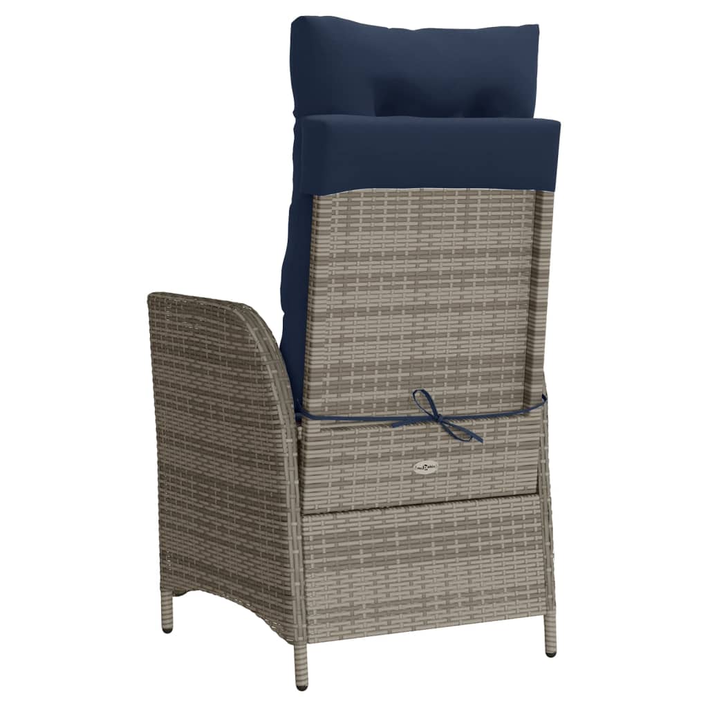 Reclining Garden Chair with Footrest Grey Poly Rattan (US only)