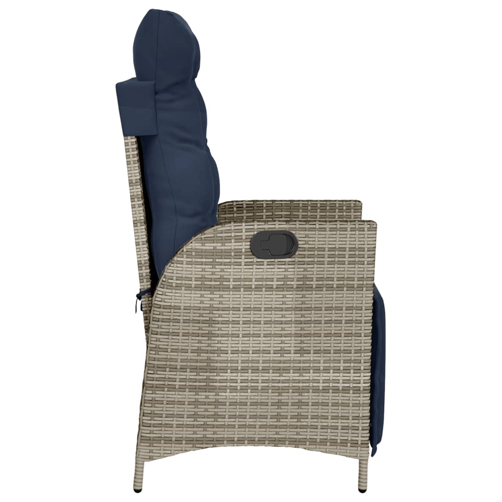 3 Piece Bistro Set with Cushions Grey Poly Rattan (US only)