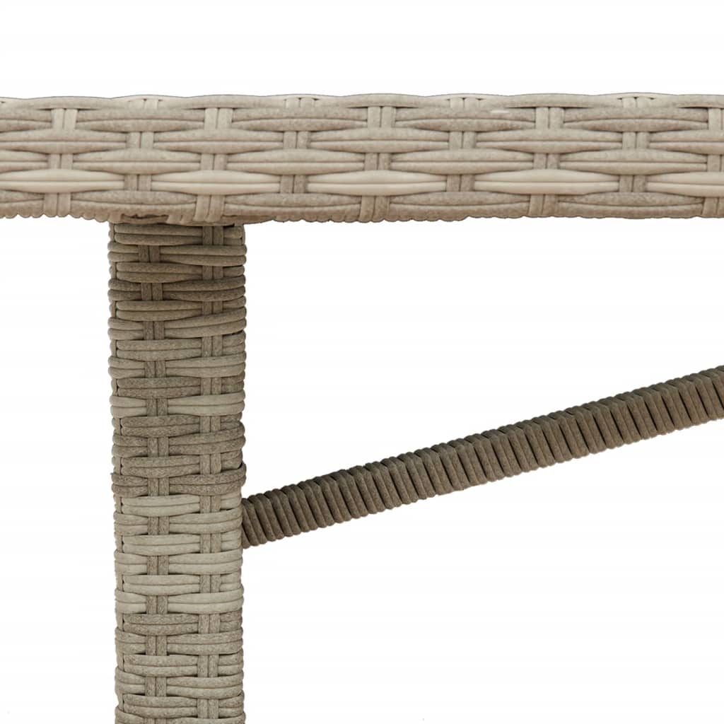 vidaXL Garden Table with Glass Top Light Grey 190x80x74 cm Poly Rattan