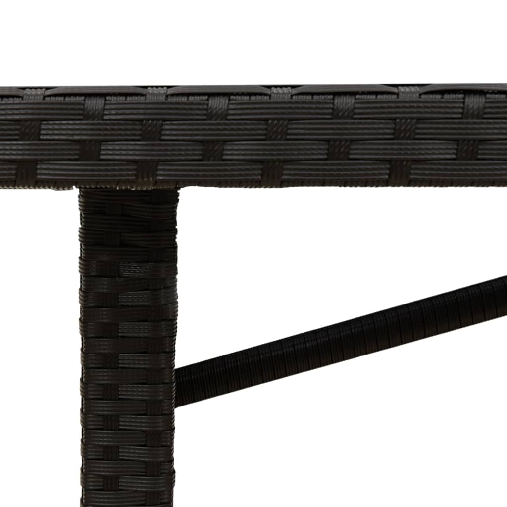 Garden Table with Acacia Wood Top Black 190x80x74cm Poly Rattan