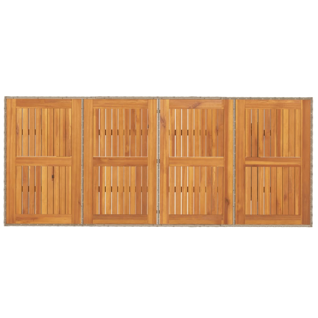 Garden Table with Acacia Wood Top Beige 190x80x74 cm Poly Rattan