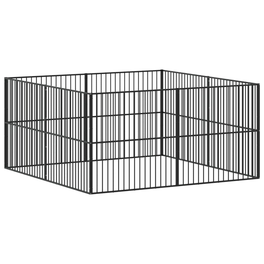 vidaXL Dog Playpen 8 Panels Black Galvanised Steel