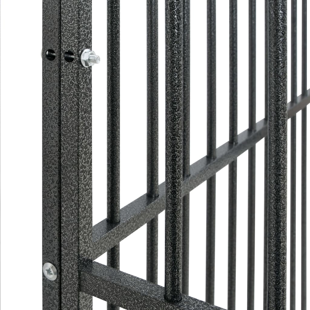 vidaXL Dog Playpen 8 Panels Black Galvanised Steel