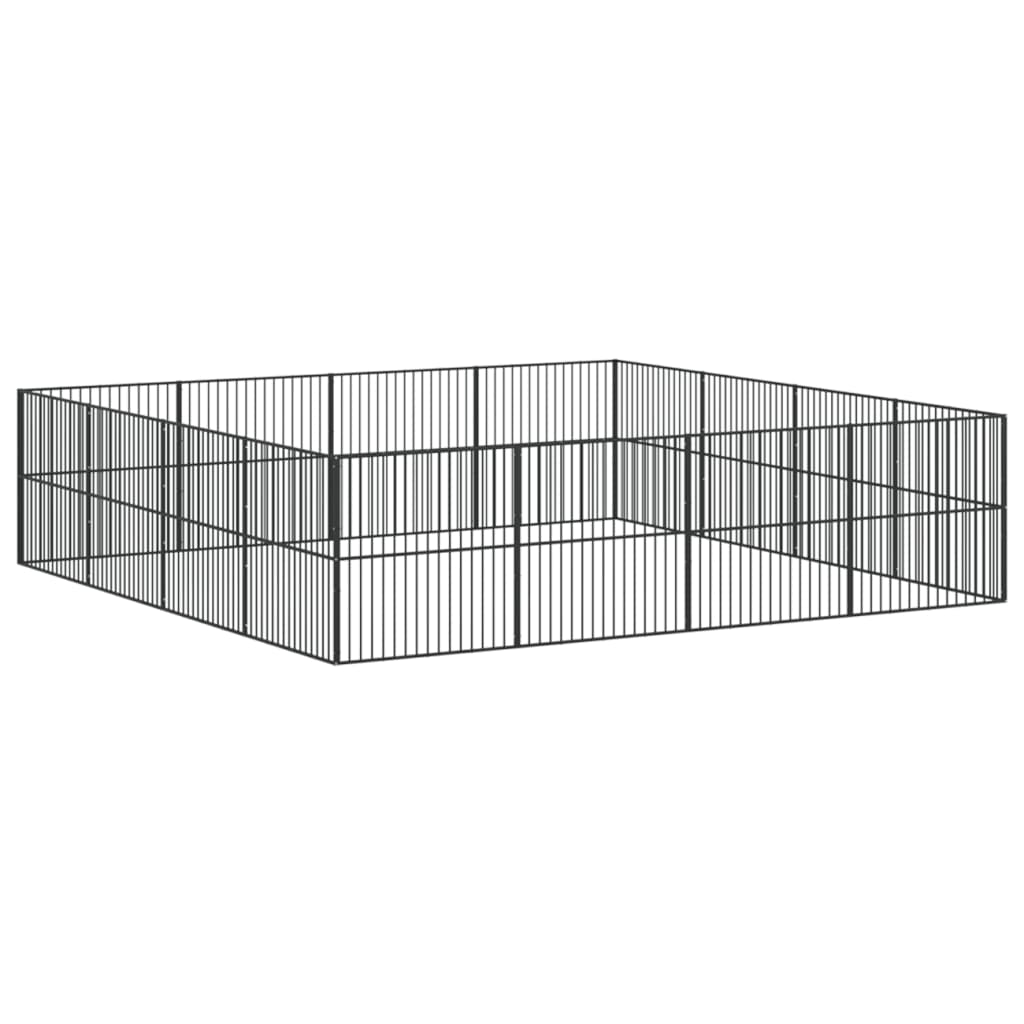 vidaXL Dog Playpen 16 Panels Black Galvanised Steel