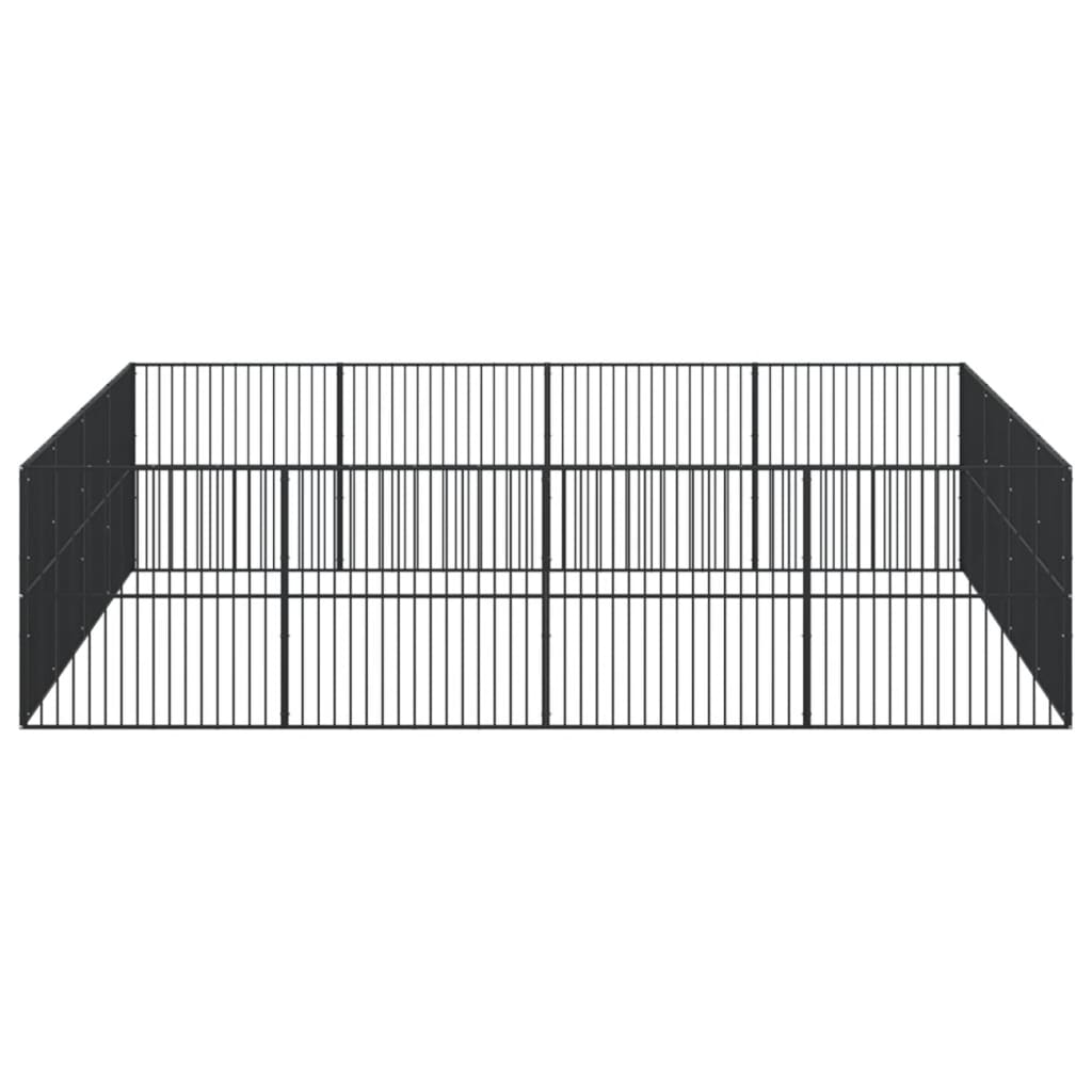 vidaXL Dog Playpen 16 Panels Black Galvanised Steel