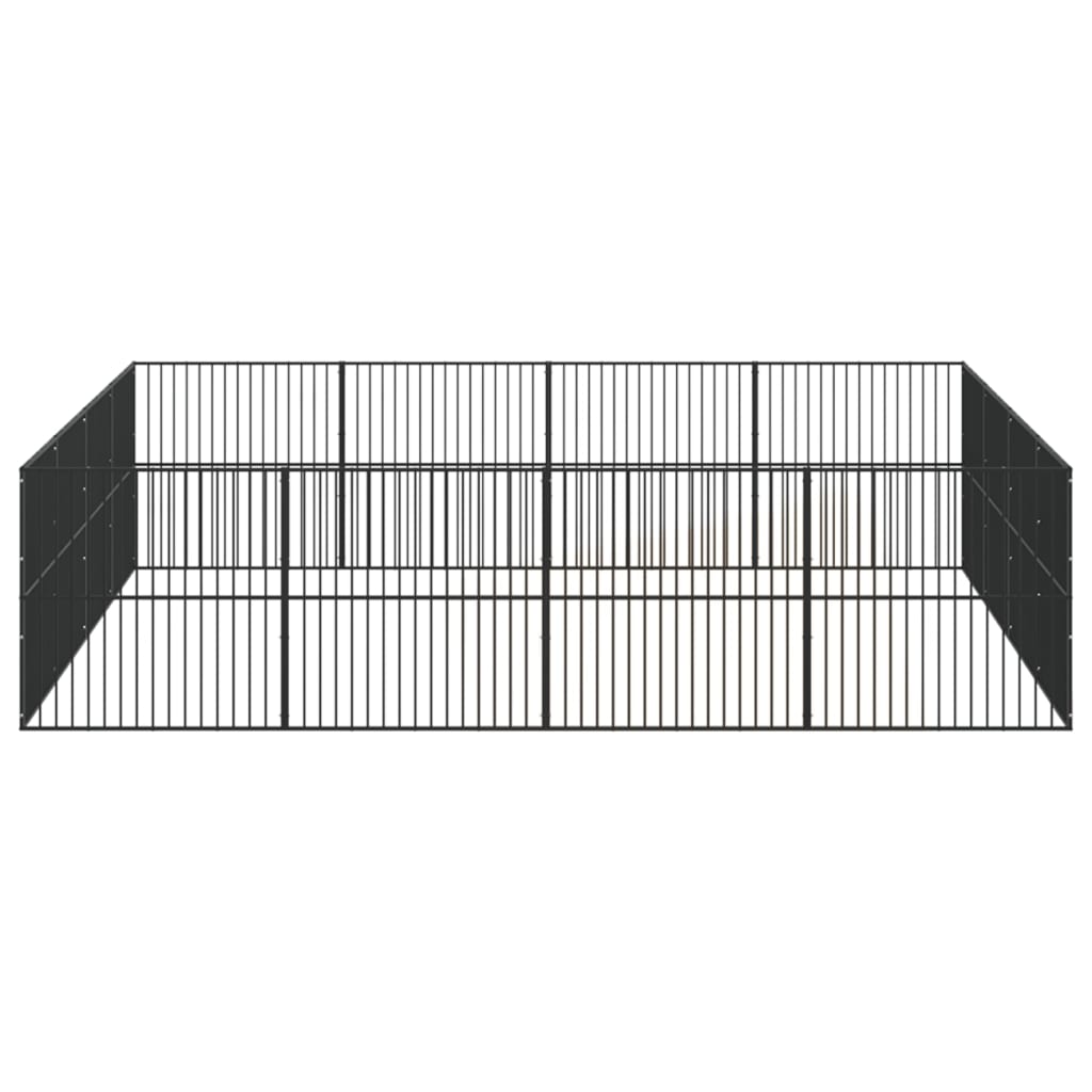 vidaXL Dog Playpen 16 Panels Black Galvanised Steel