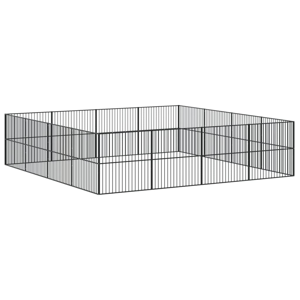 vidaXL Dog Playpen 16 Panels Black Galvanised Steel