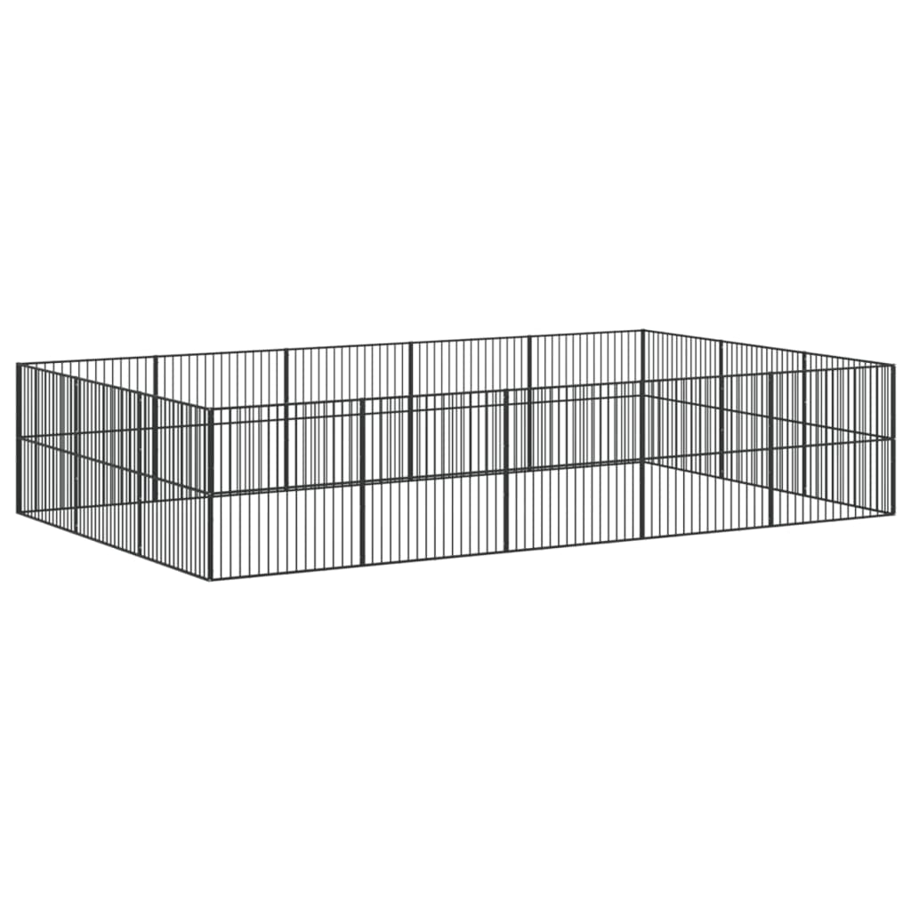 vidaXL Dog Playpen 16 Panels Black Galvanised Steel