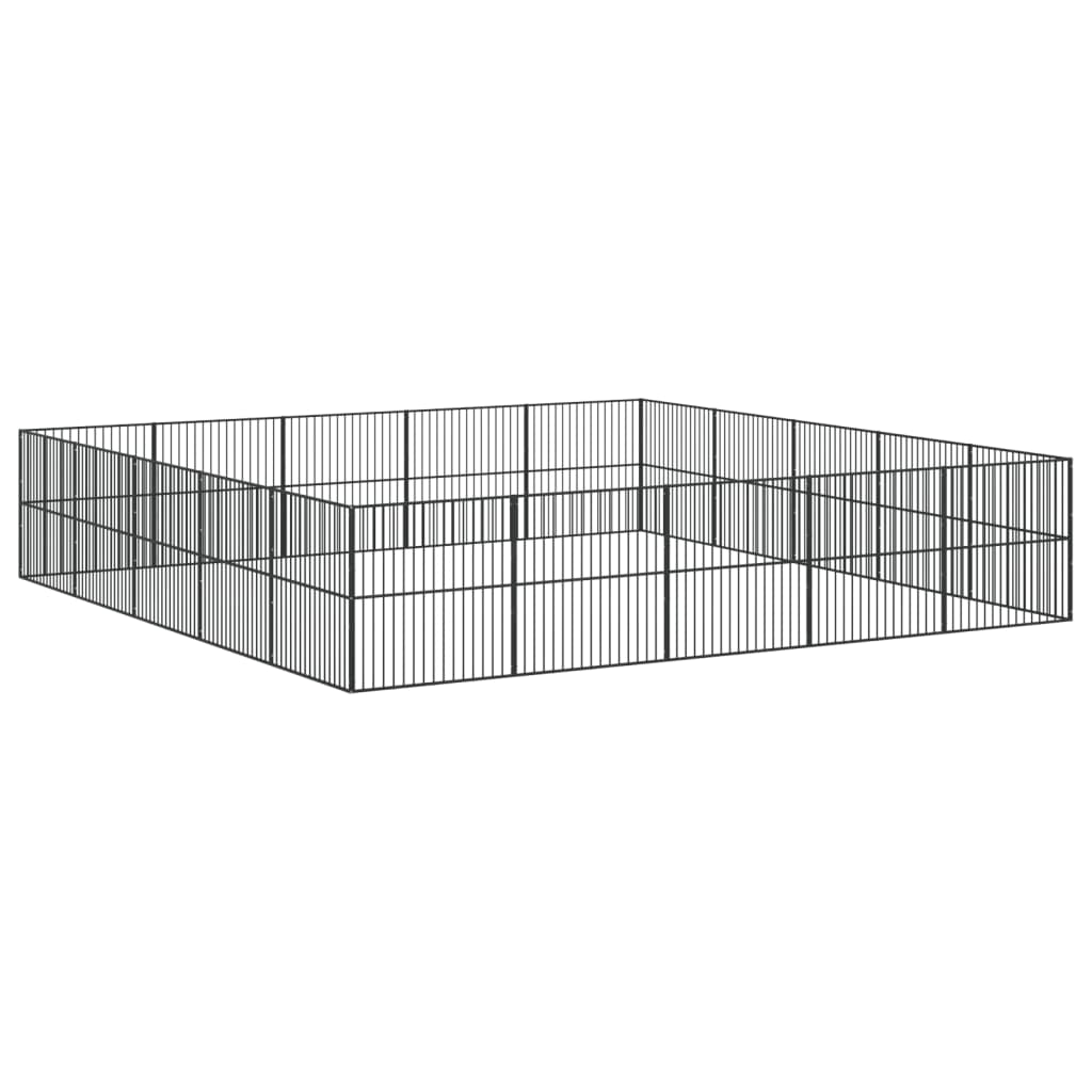 Dog Playpen 20 Panels Black Galvanised Steel