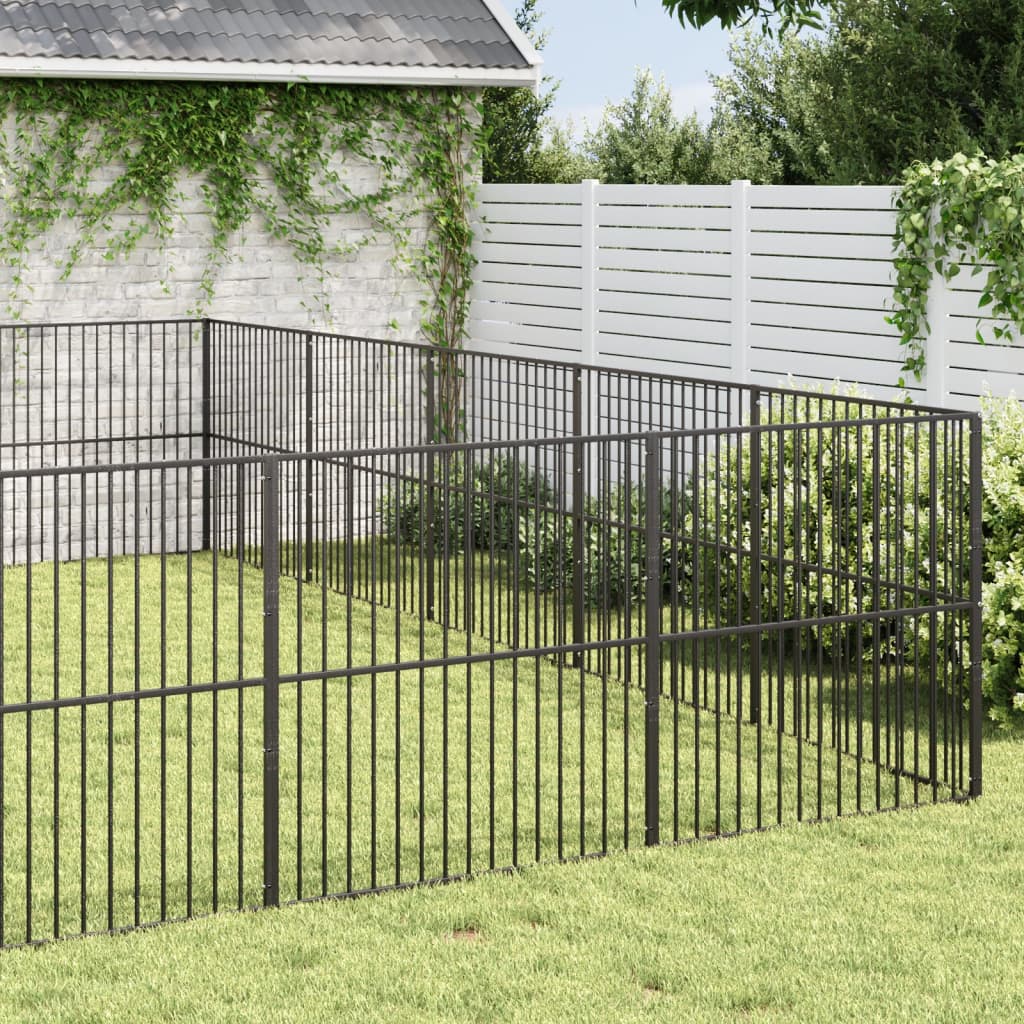 Dog Playpen 20 Panels Black Galvanised Steel