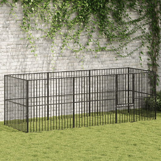 Dog Playpen 8 Panels Black Galvanised Steel