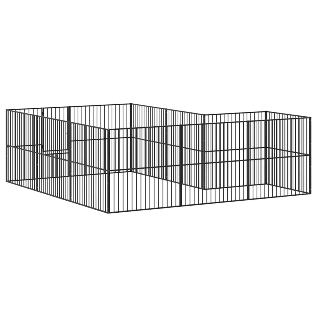 vidaXL Dog Playpen 12 Panels Black Galvanised Steel