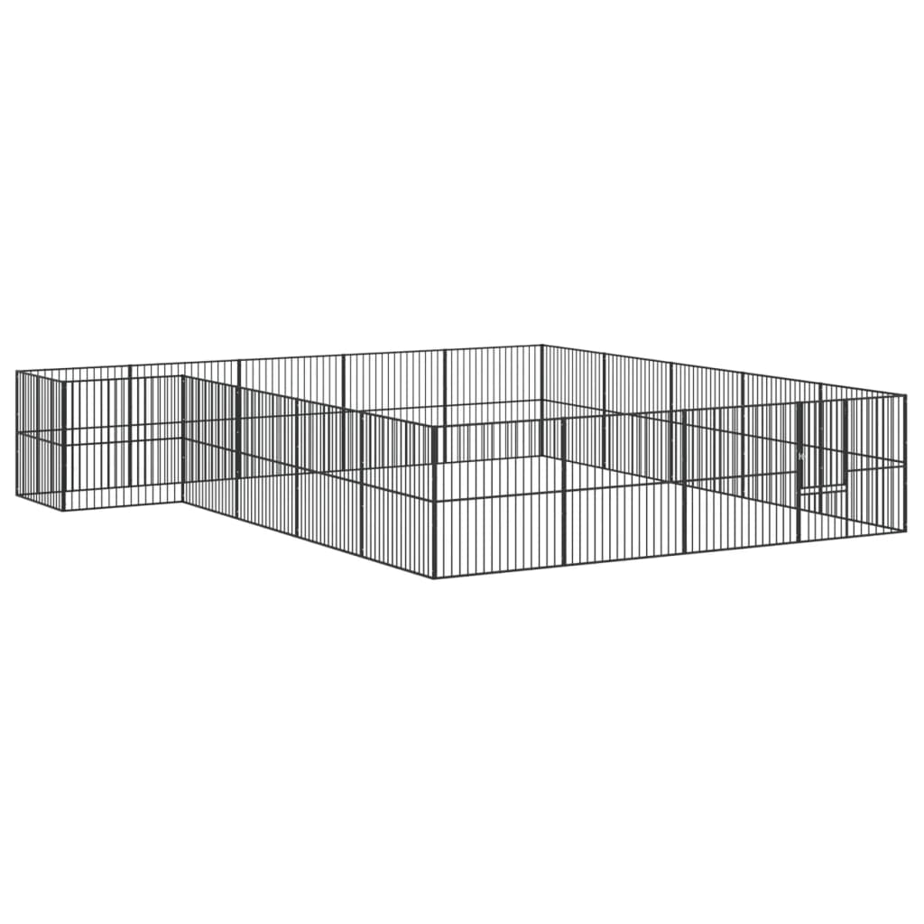 Dog Playpen 20 Panels Black Galvanised Steel