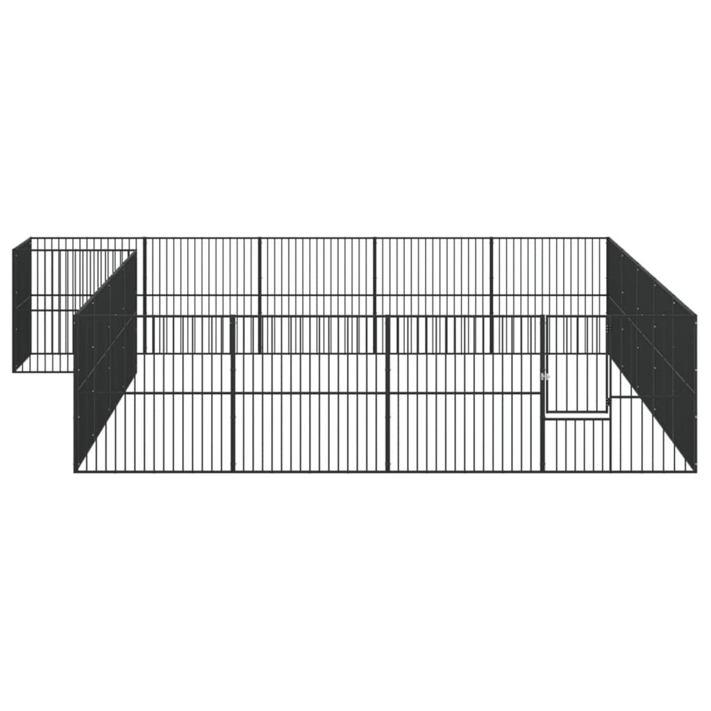 Dog Playpen 20 Panels Black Galvanised Steel