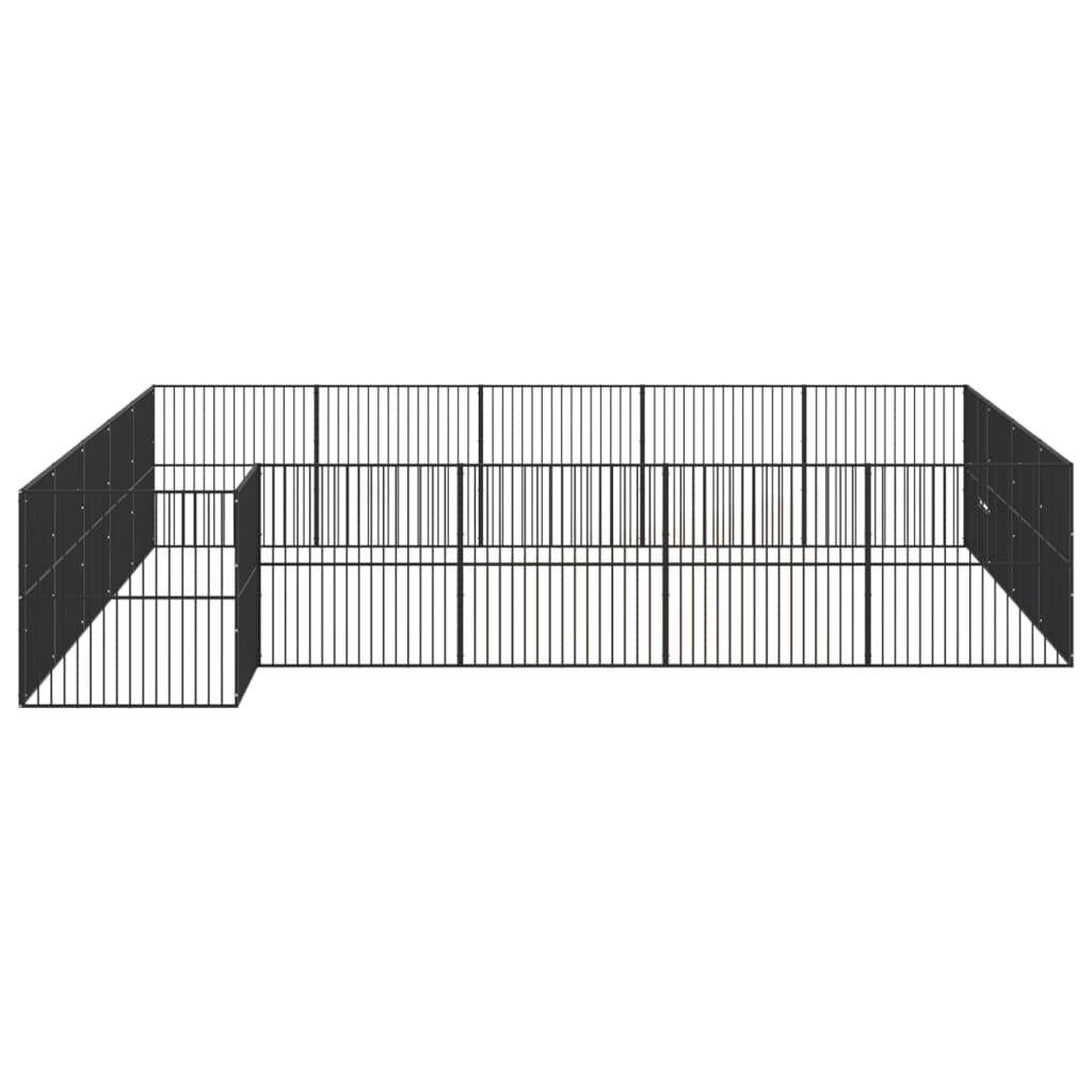 Dog Playpen 20 Panels Black Galvanised Steel