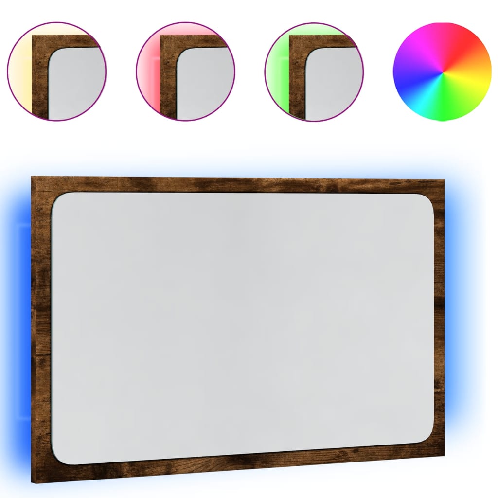 LED Bathroom Mirror Smoked Oak 60x8,5x38 cm Engineered Wood
