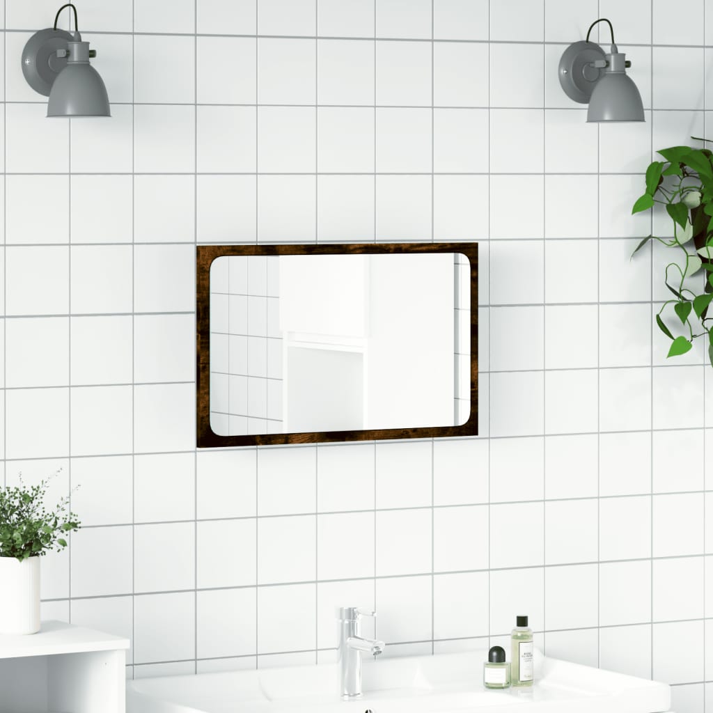 LED Bathroom Mirror Smoked Oak 60x8,5x38 cm Engineered Wood
