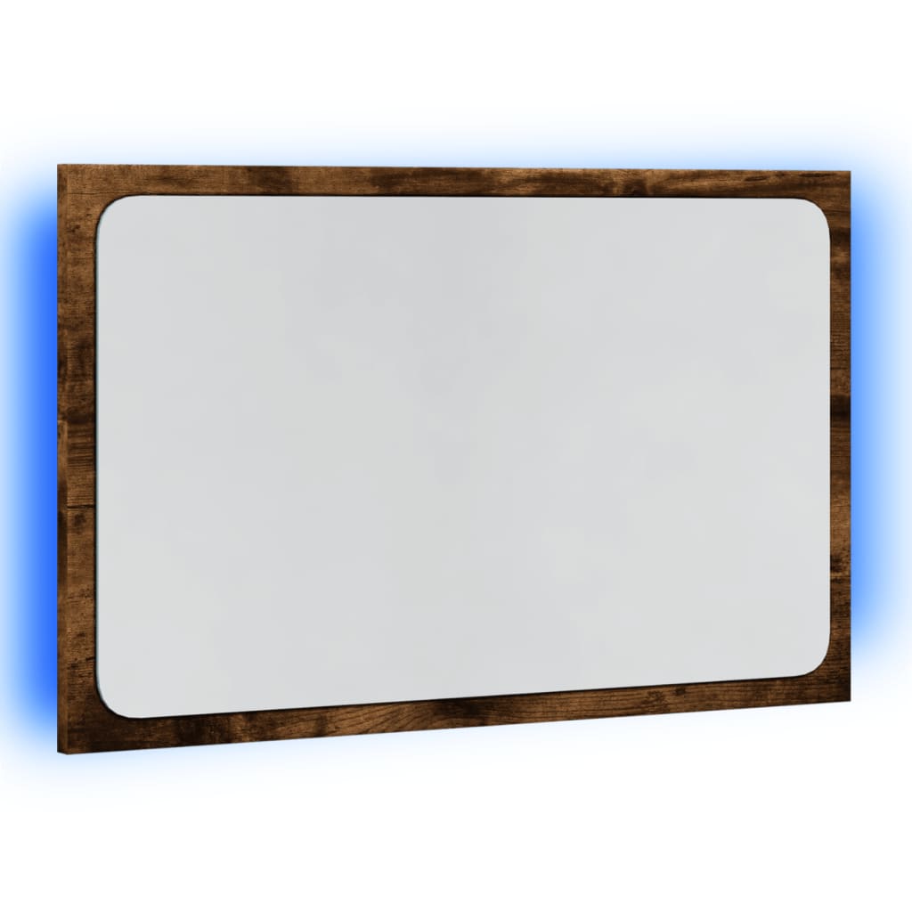 LED Bathroom Mirror Smoked Oak 60x8,5x38 cm Engineered Wood