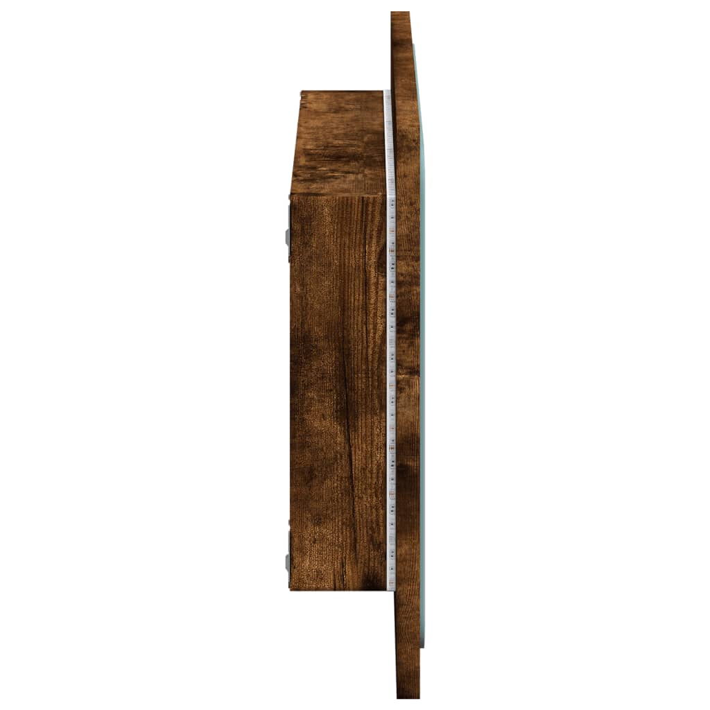 LED Bathroom Mirror Smoked Oak 60x8,5x38 cm Engineered Wood