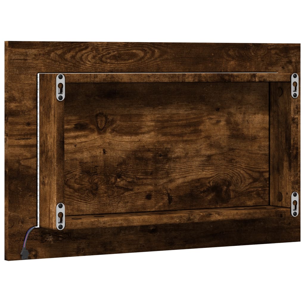 LED Bathroom Mirror Smoked Oak 60x8,5x38 cm Engineered Wood