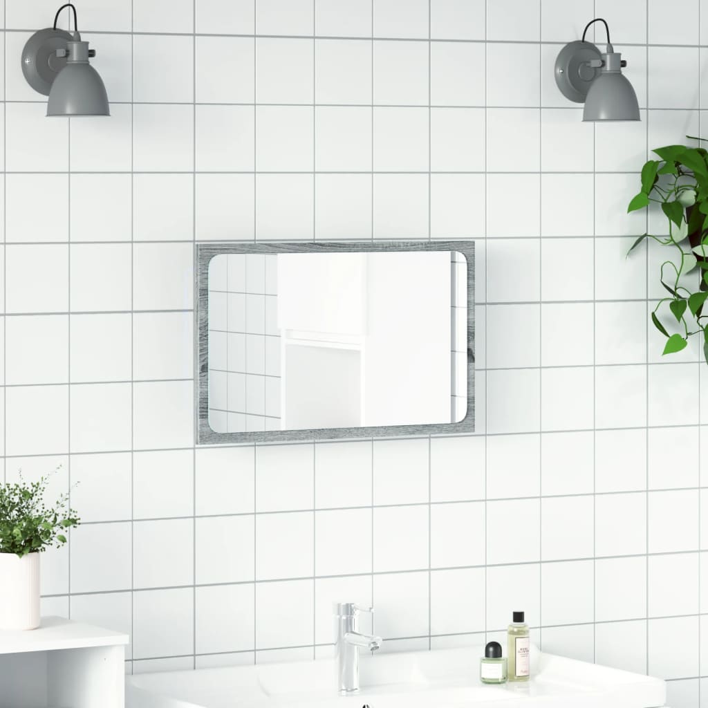 LED Bathroom Mirror Grey Sonoma 60x8,5x38 cm Engineered Wood