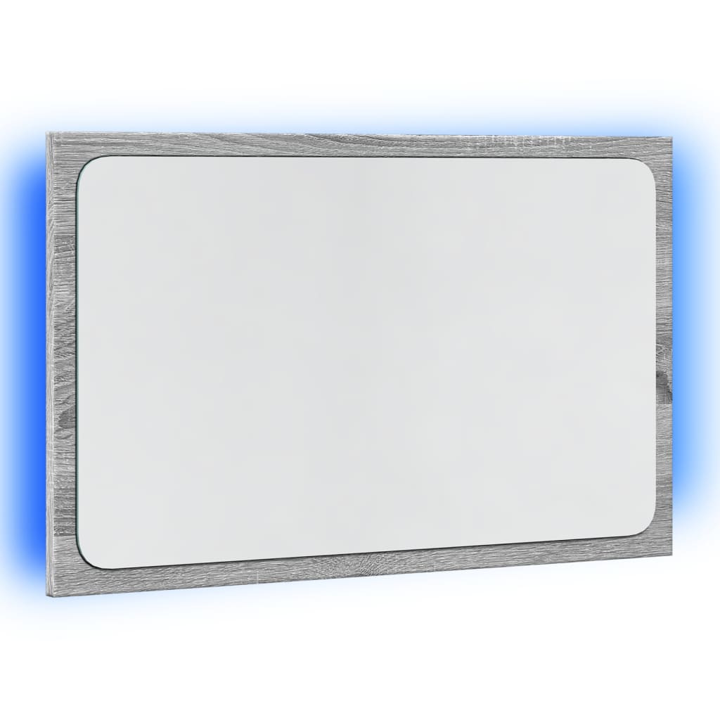 LED Bathroom Mirror Grey Sonoma 60x8,5x38 cm Engineered Wood