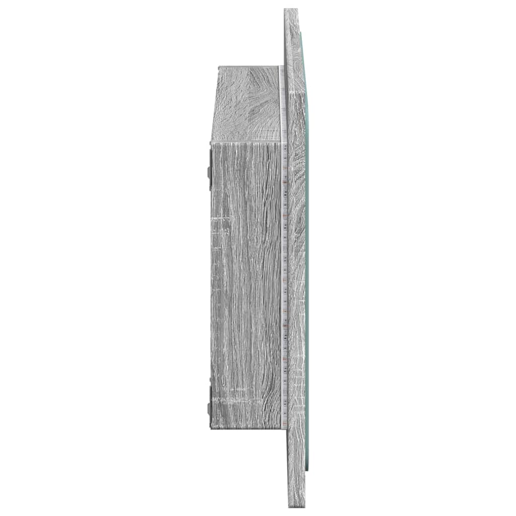 LED Bathroom Mirror Grey Sonoma 60x8,5x38 cm Engineered Wood