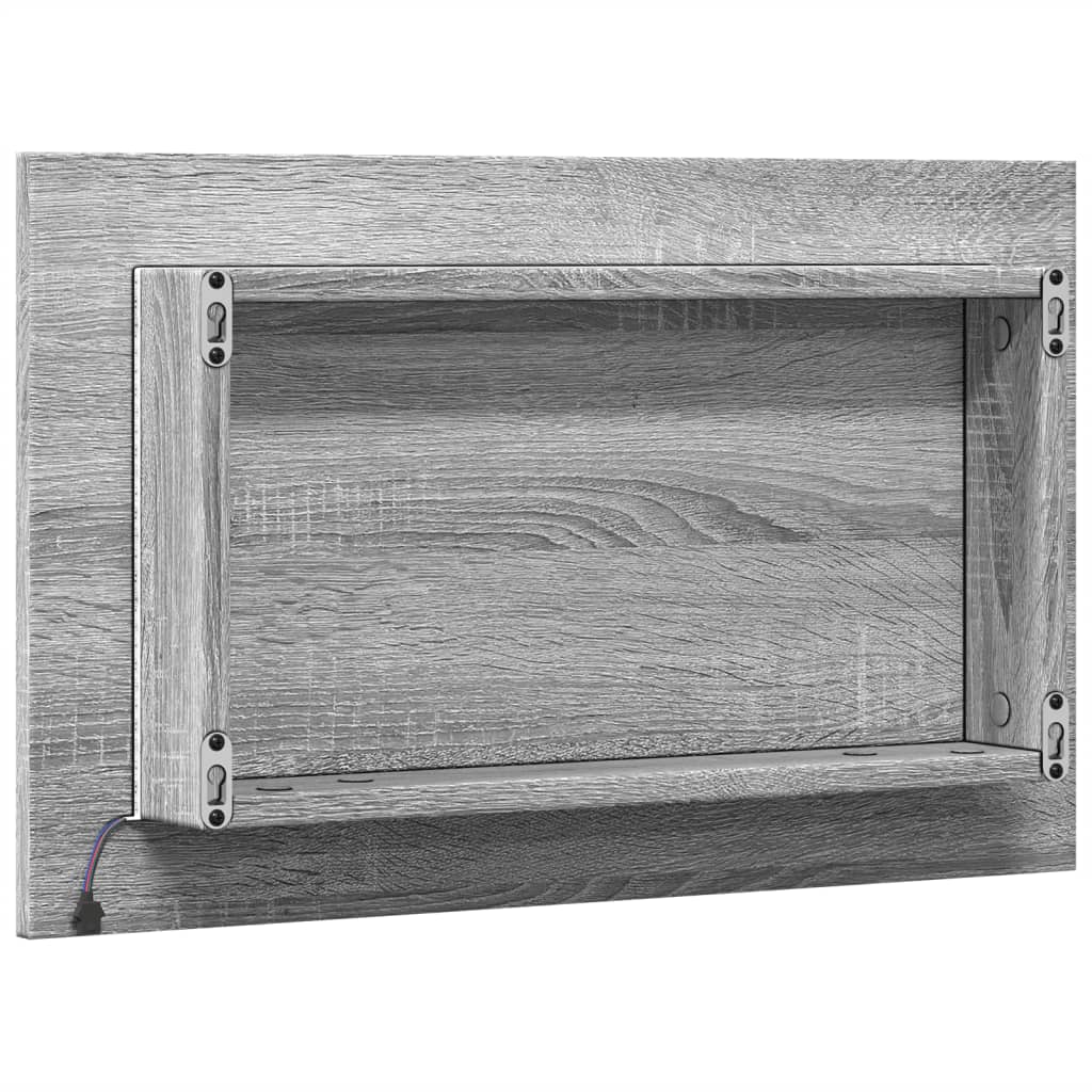 LED Bathroom Mirror Grey Sonoma 60x8,5x38 cm Engineered Wood