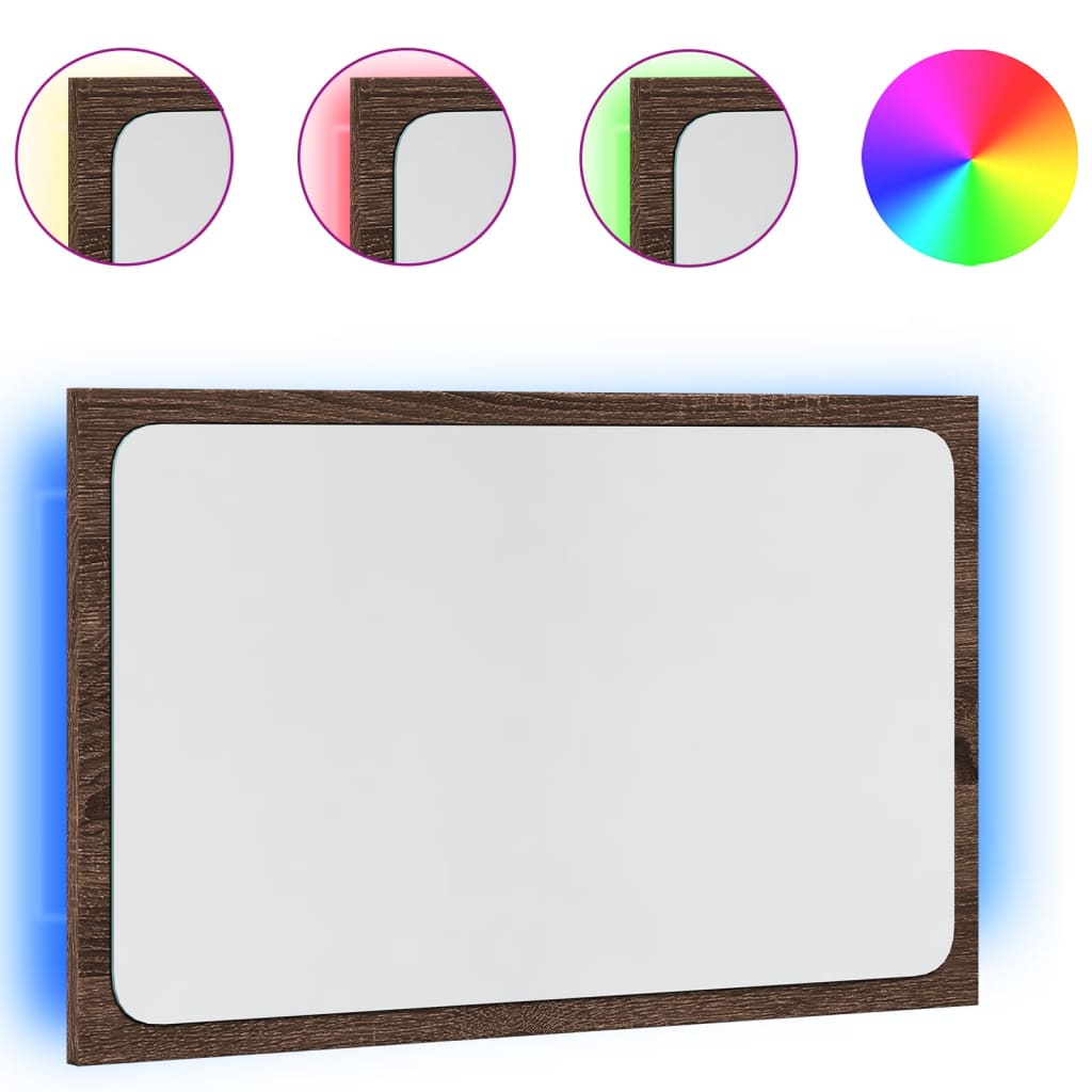 LED Bathroom Mirror Brown Oak 60x8,5x38 cm Engineered Wood