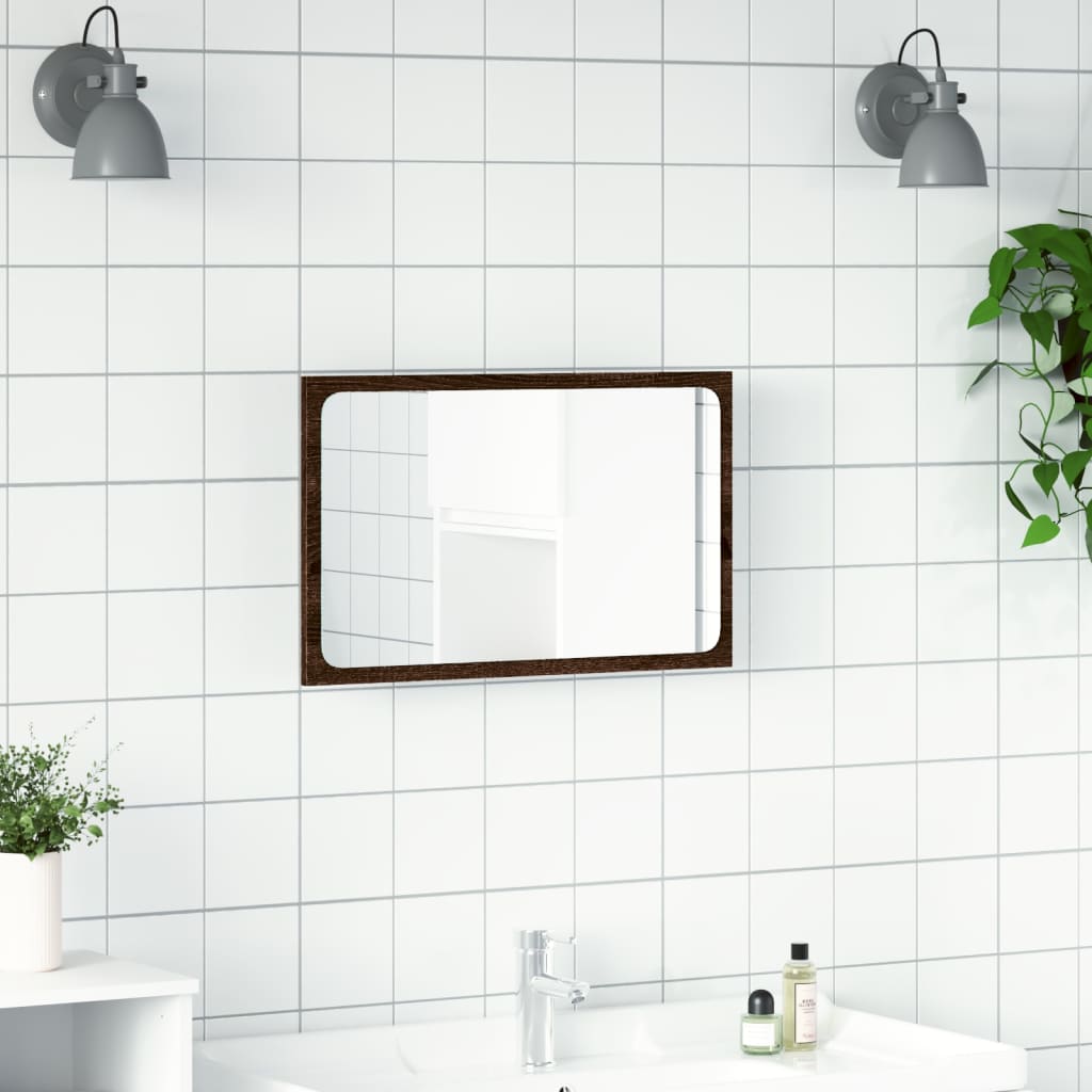 LED Bathroom Mirror Brown Oak 60x8,5x38 cm Engineered Wood