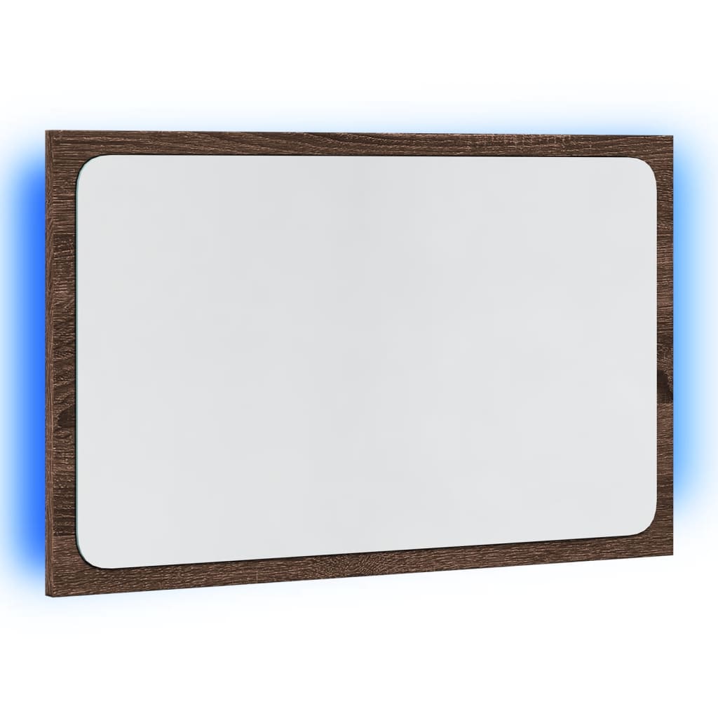 LED Bathroom Mirror Brown Oak 60x8,5x38 cm Engineered Wood
