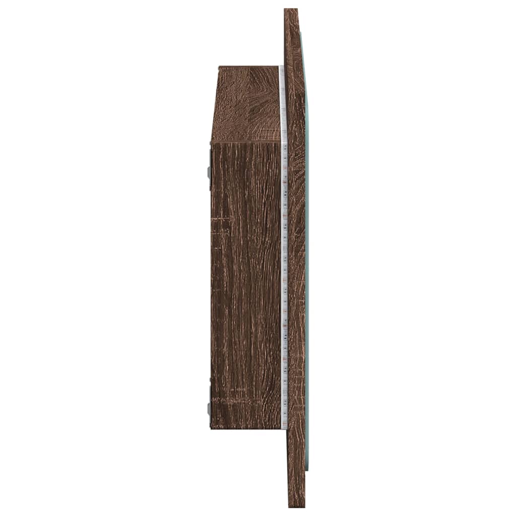 LED Bathroom Mirror Brown Oak 60x8,5x38 cm Engineered Wood