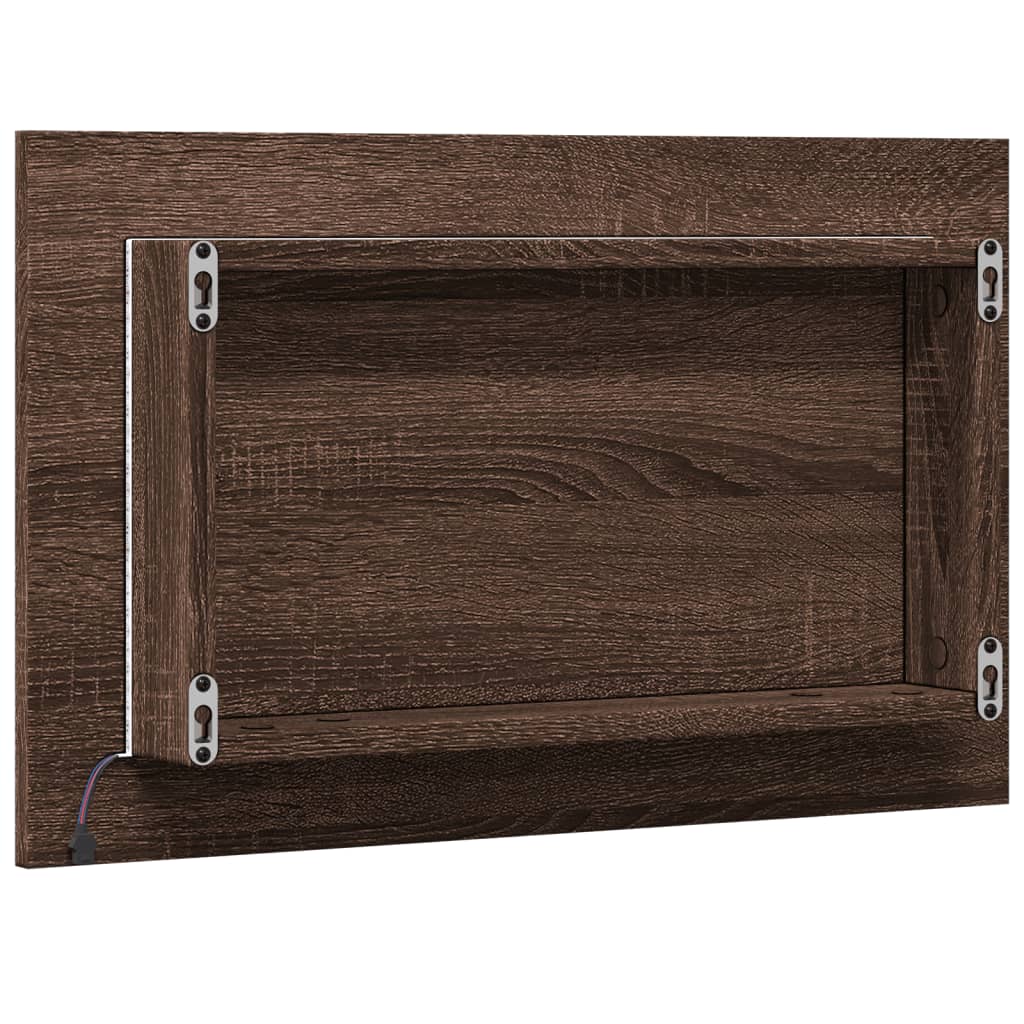 LED Bathroom Mirror Brown Oak 60x8,5x38 cm Engineered Wood