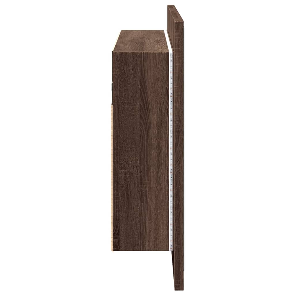 LED Bathroom Mirror Cabinet Brown Oak 90x12x45 cm Acrylic