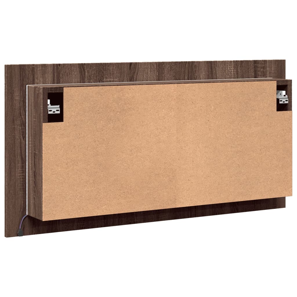 LED Bathroom Mirror Cabinet Brown Oak 90x12x45 cm Acrylic