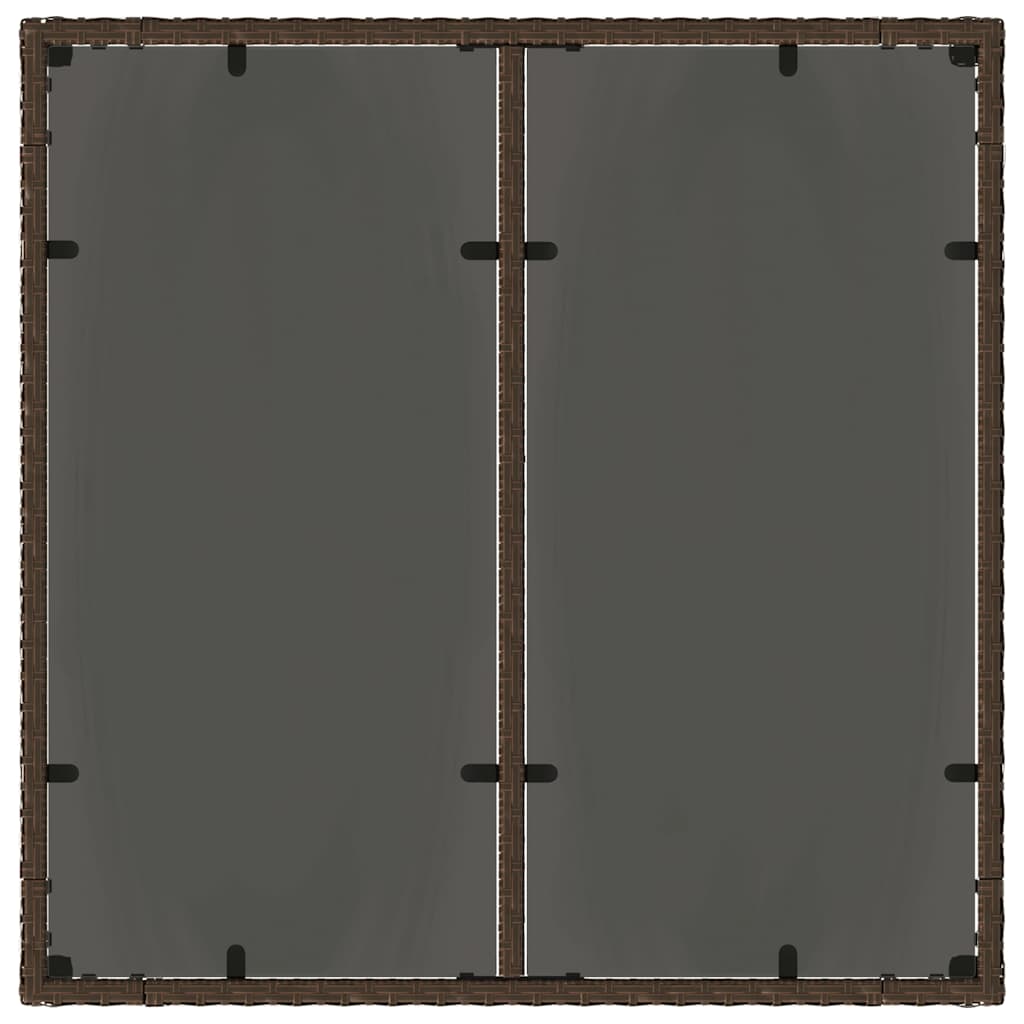 Garden Table with Glass Top Brown 90x90x75 cm Poly Rattan