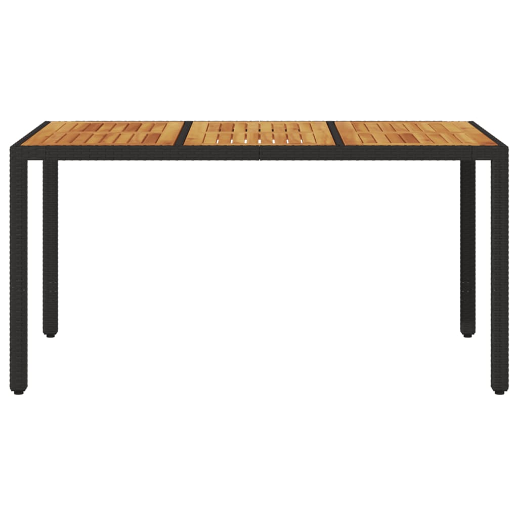 vidaXL Garden Table with Acacia Wood Top Black 150x90x75 cm Poly Rattan