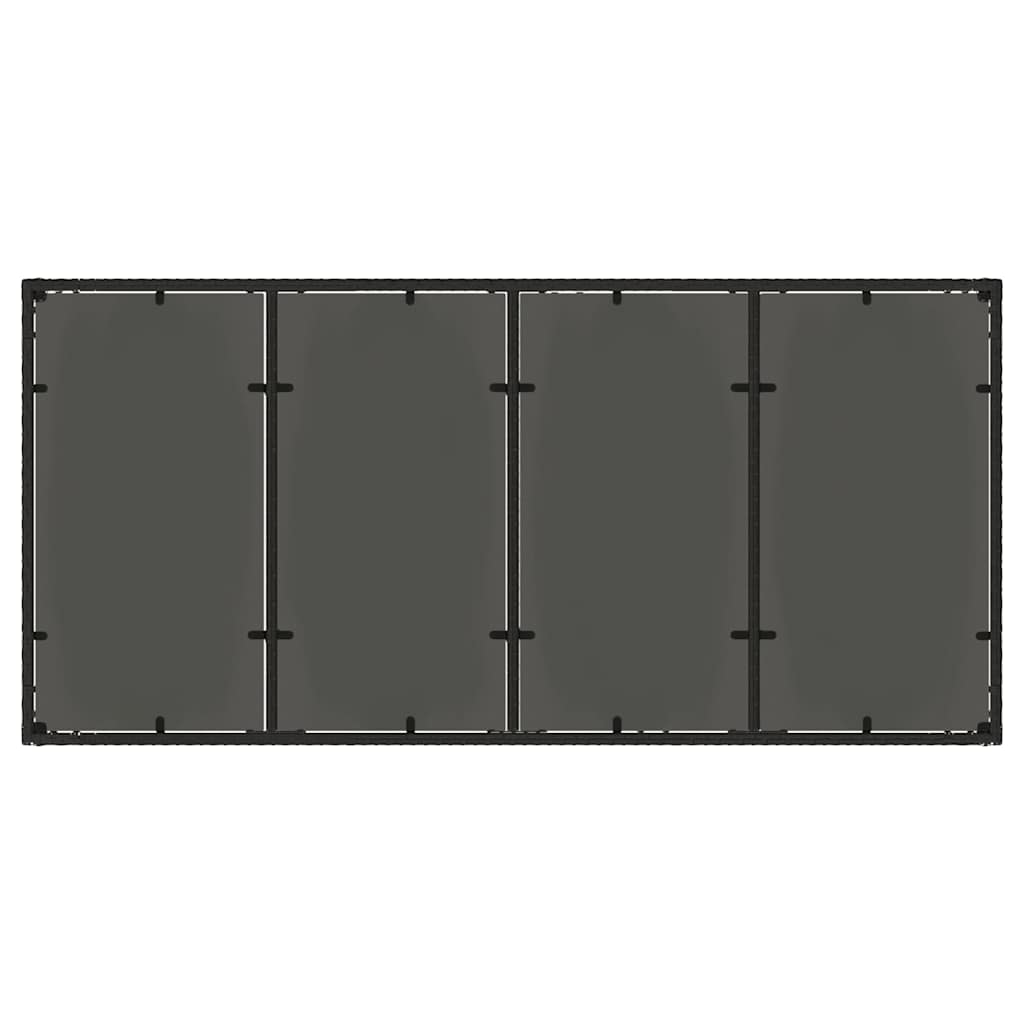 Garden Table with Glass Top Black 190x90x75 cm Poly Rattan