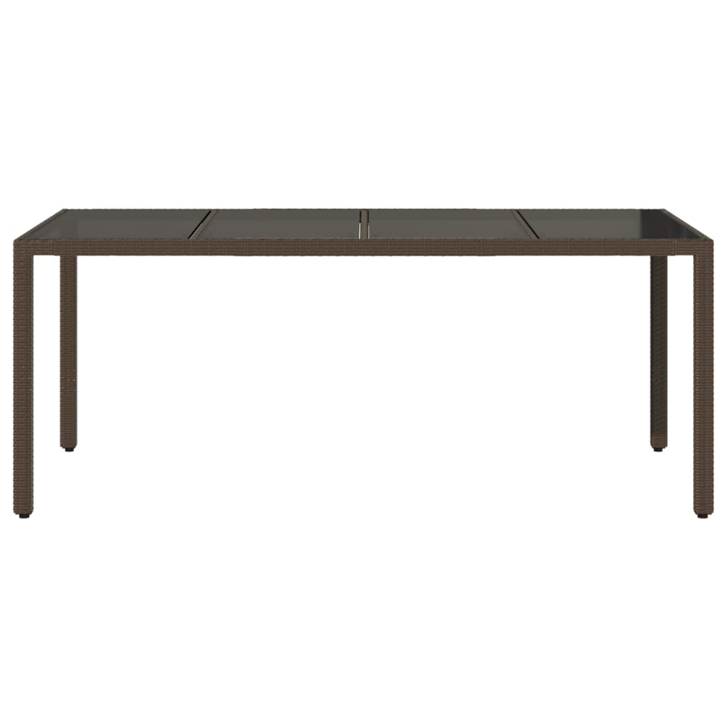 vidaXL Garden Table with Glass Top Brown 190x90x75 cm Poly Rattan