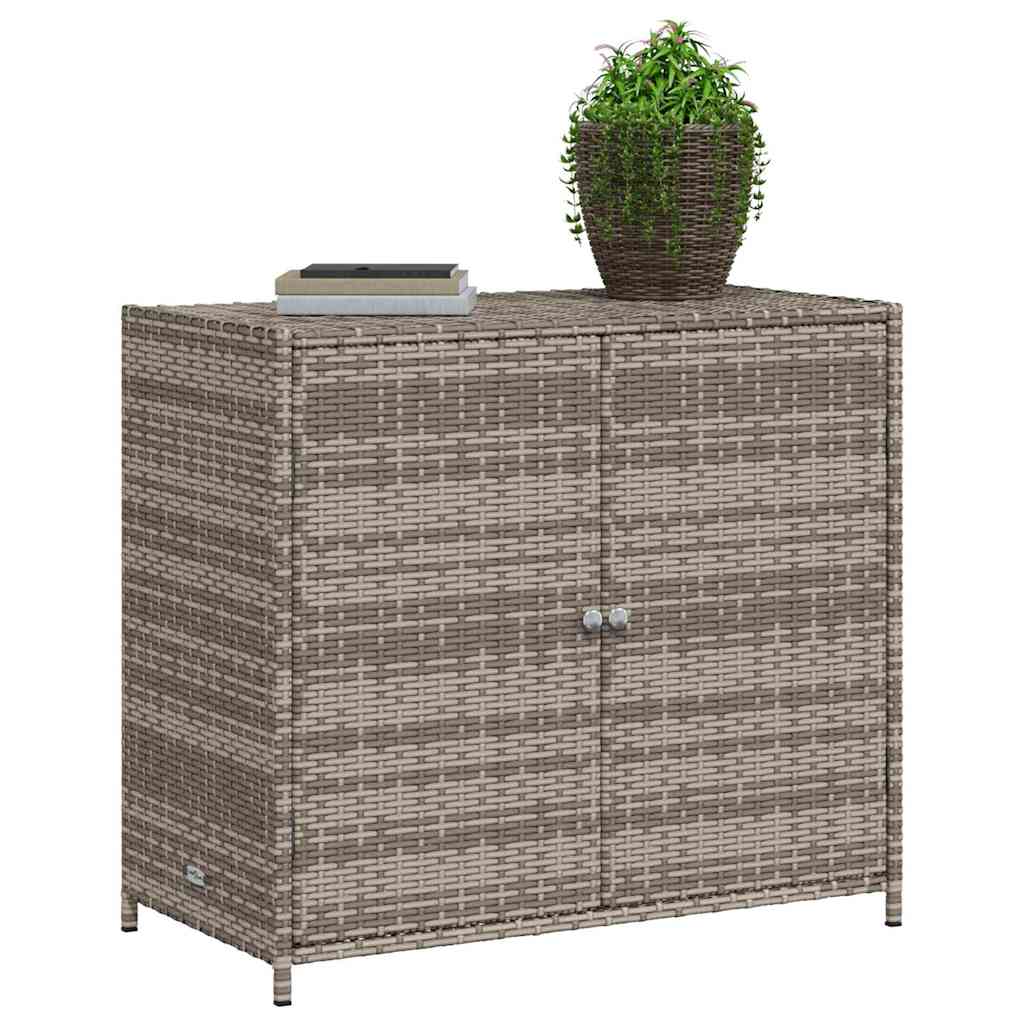 Garden Storage Cabinet Grey 83x45x76 cm Poly Rattan
