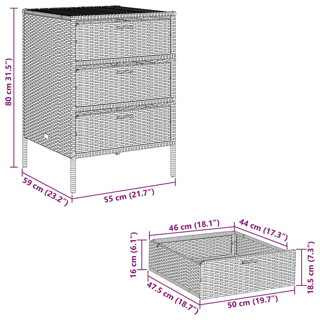 Garden Storage Cabinet Brown 55x59x80 cm Poly Rattan