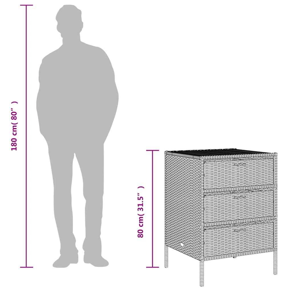 Garden Storage Cabinet Grey 55x59x80 cm Poly Rattan