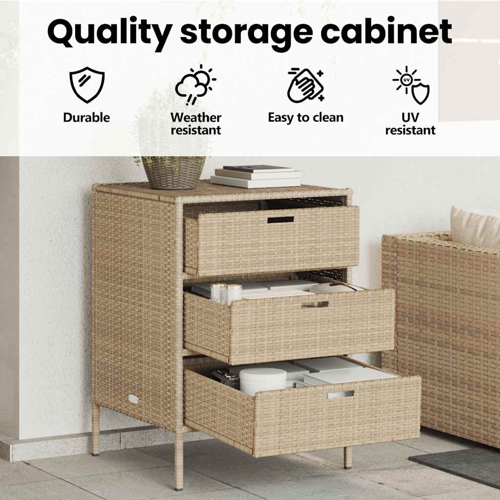Garden Storage Cabinet Beige 55x59x80 cm Poly Rattan