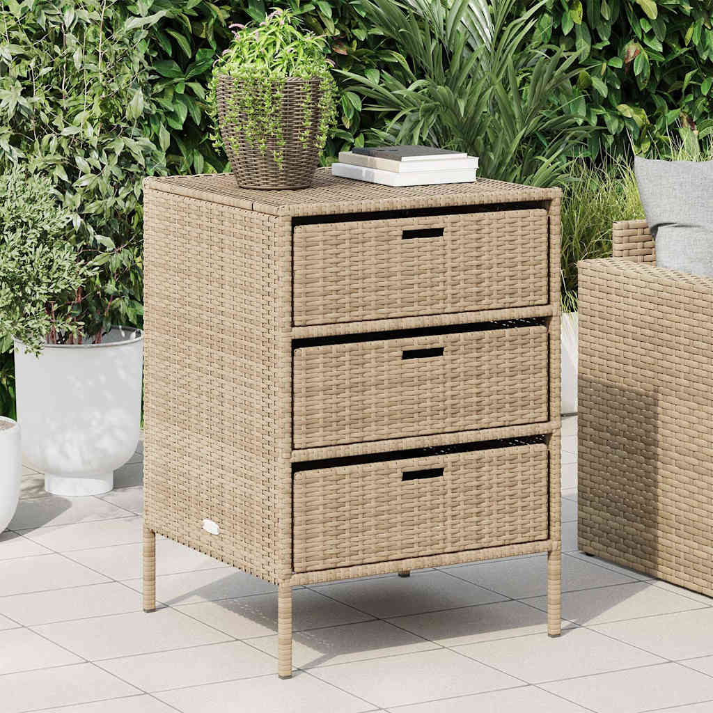 Garden Storage Cabinet Beige 55x59x80 cm Poly Rattan