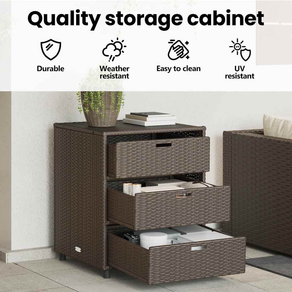 Garden Storage Cabinet Brown 55x59x69 cm Poly Rattan
