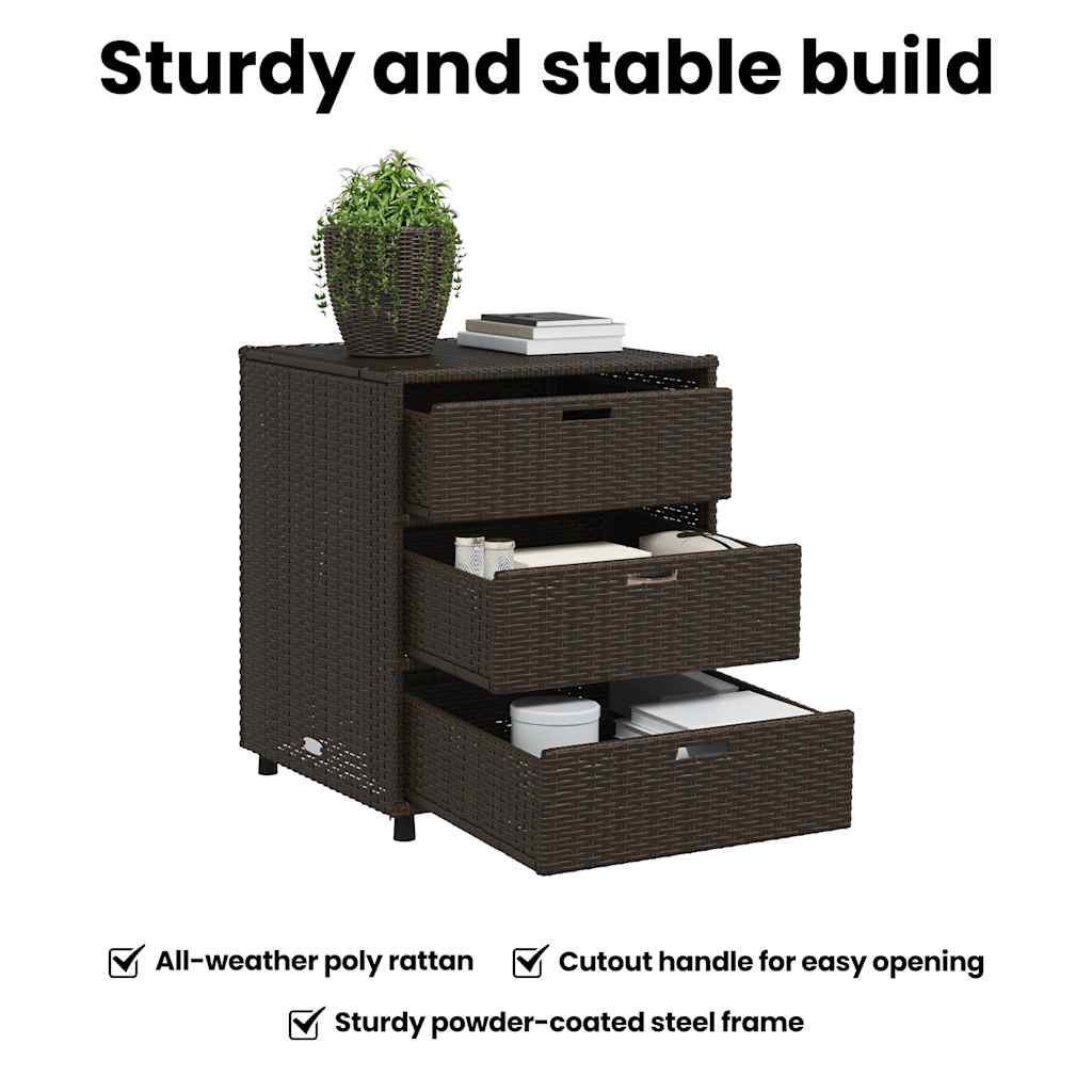 Garden Storage Cabinet Brown 55x59x69 cm Poly Rattan